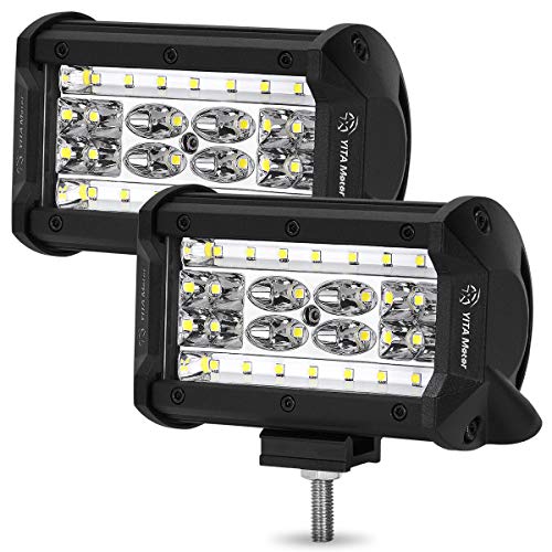 LED Light Bar YITAMOTOR 2Pcs 5Inch 168W LED Work Light Quad Row LED Light Pods Cube Offroad Light Bar Spot Flood Combo Driving Fog Light for Truck Bumper Boat Golf Cart ATV SUV, 2 Years Warranty