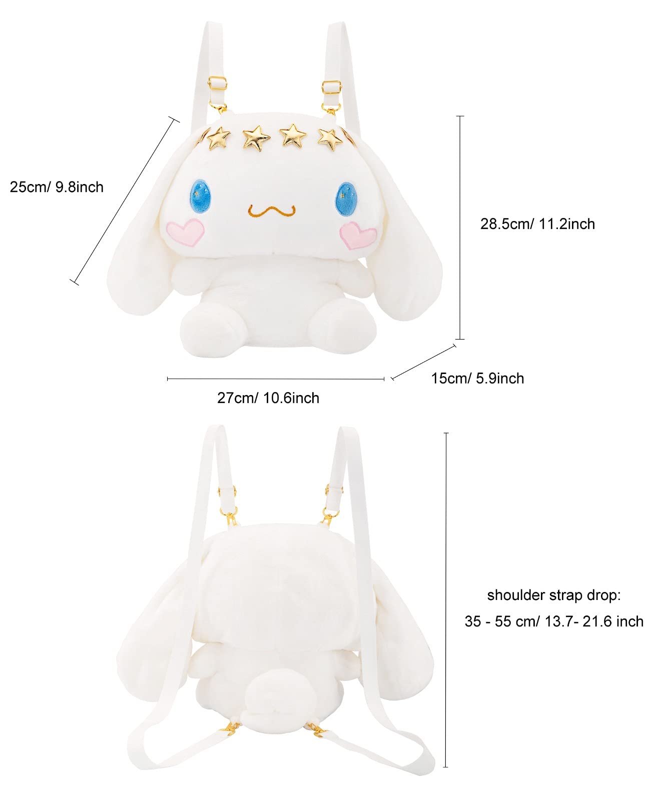Roffatide Anime Cartoon Plush Doll Mochila Kawaii Lolita JK Girls Bag Regalos de cumpleaños