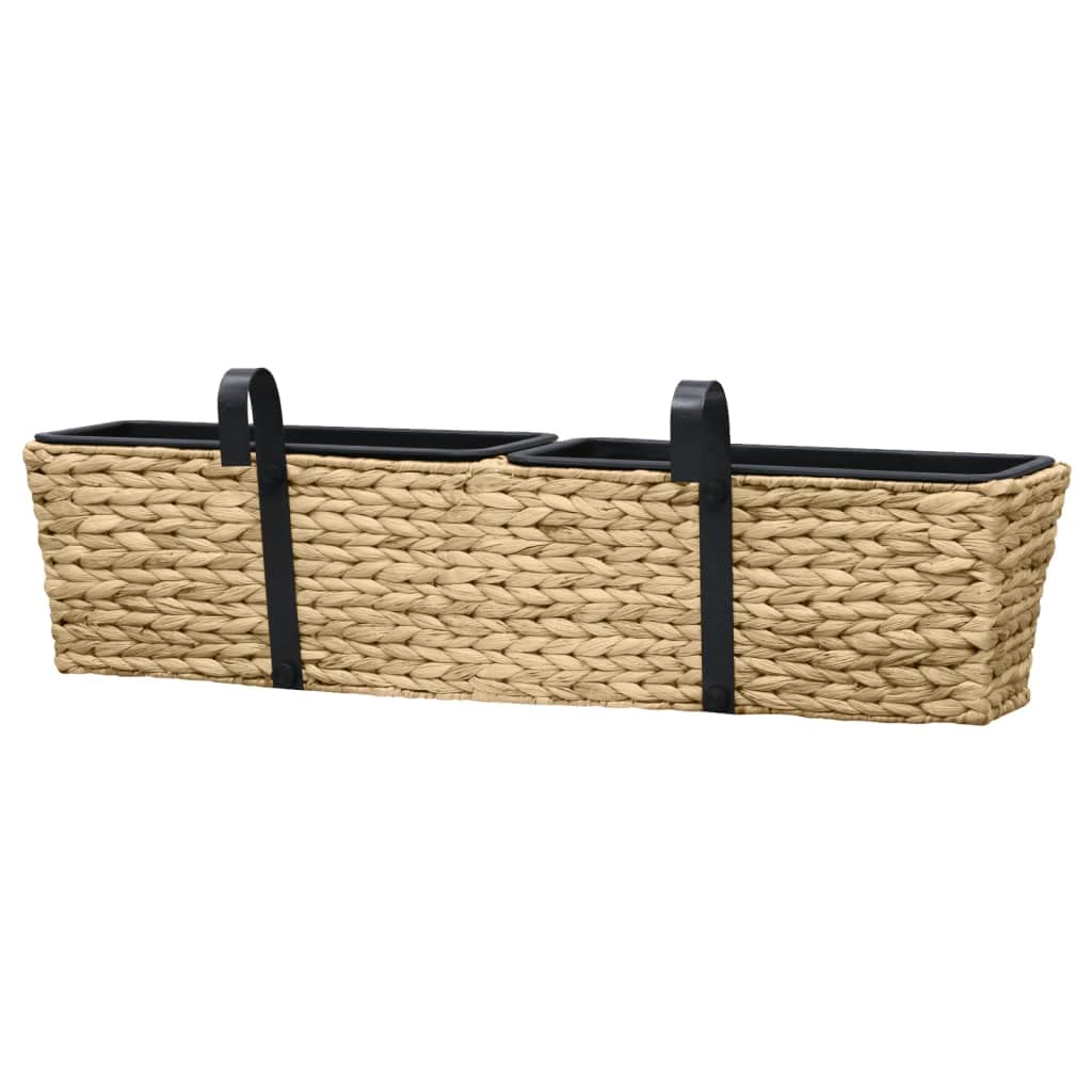 Jacinto de agua, caja de flores, 2 piezas, 80 x 20 x 18 cm, con 4 macetas extraíbles, para plantas de interior, juego de macetas sostenibles