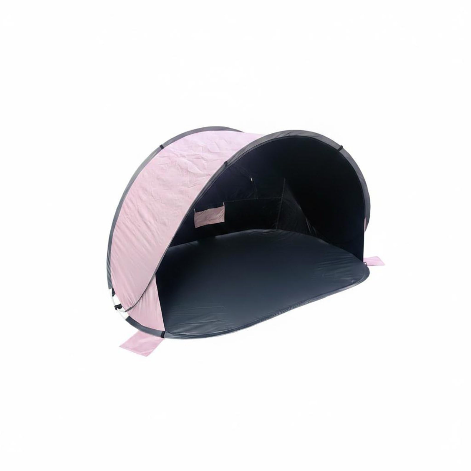 Instant-Deploy Beach Tent Silver Coated Material Quick Deploy Sun Tent Foldable Blocking Beach Shelter for Children, Families, Park, Camping, Light Pink, Black Vinyl-picture-10