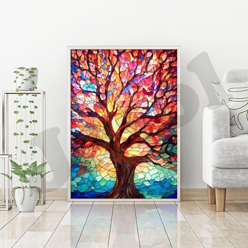 Image of Jasol Diamond Painting Kit, 40x30 Cms, Full Drill, 5D Crystals, Home Wall Decor Gift Set (Tree By God M45617)