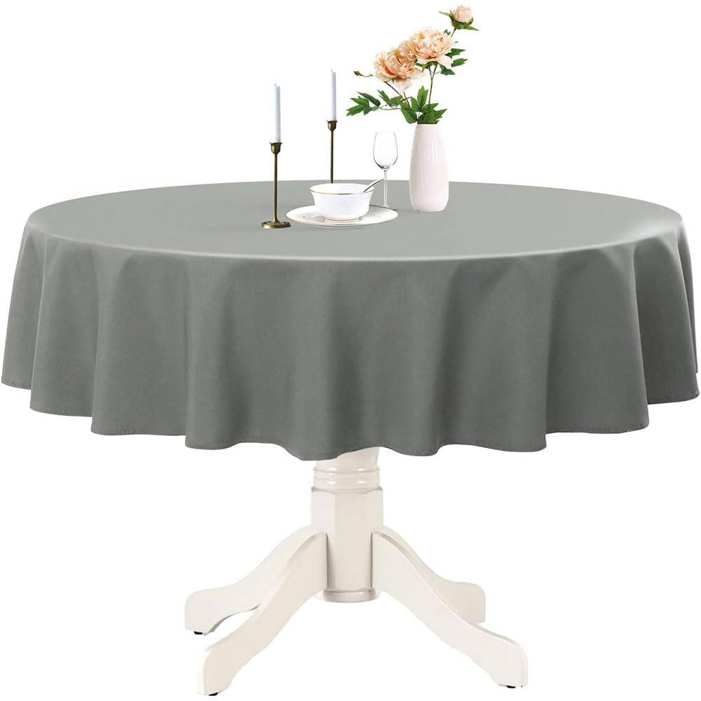 Venuscello 3 x Silver Round Plastic Tablecloths Covers Reusable 84" (213cm) for Elegant & Durable Birthday & Events Table Decorations Home Use — image 1