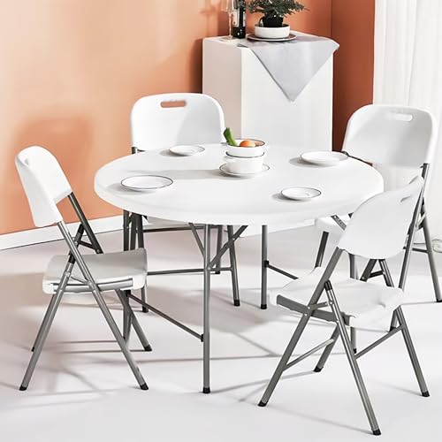 Image of Livzing Heavy Duty Plastic Folding Chair for Home, Office & Outdoor | Portable, Ergonomic Back Support | Strong Steel Frame, Anti-Skid Legs | Easy to Clean | 150 kg Load Capacity (1 Pack - White)