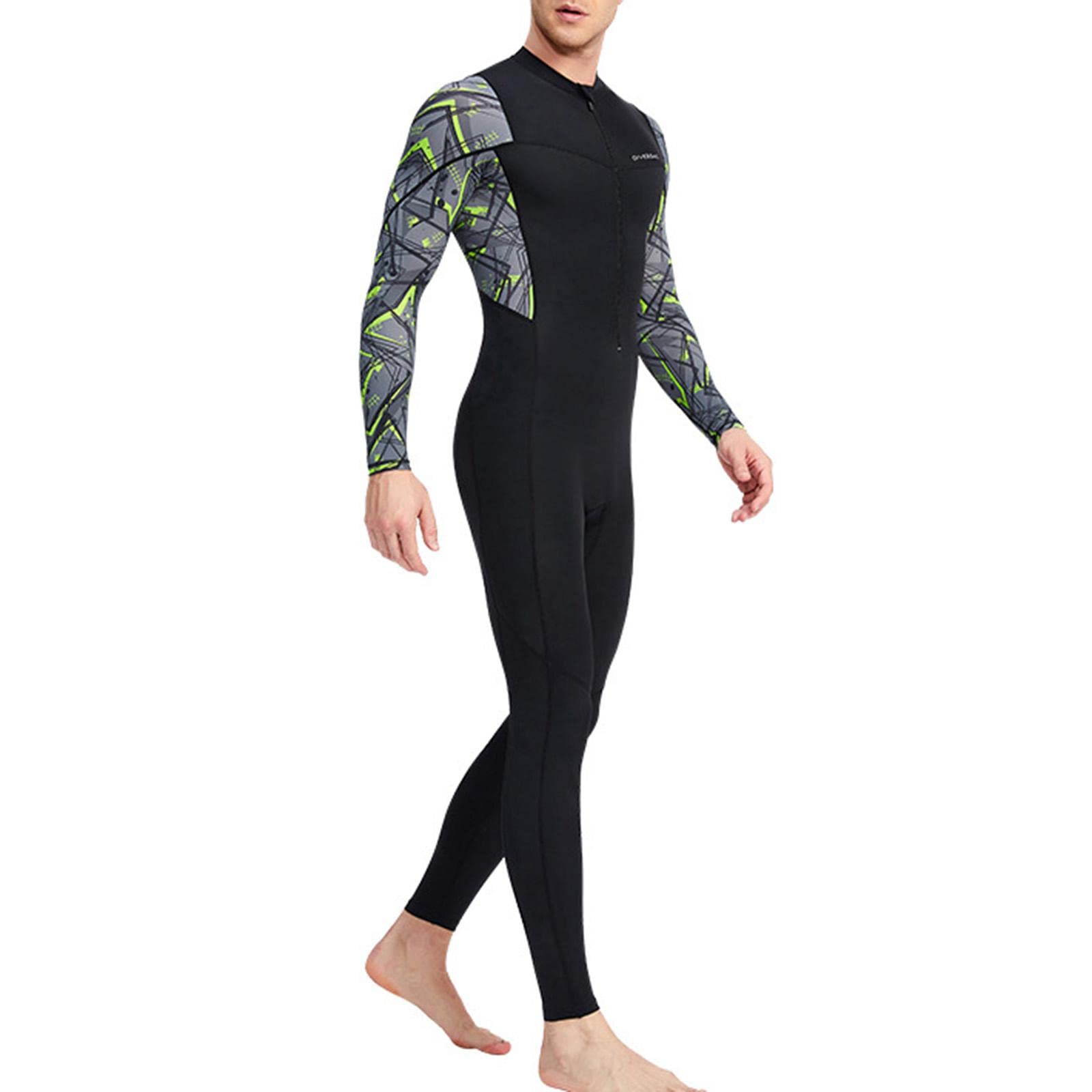 Traje de neopreno para hombre, con cremallera frontal, protección contra erupciones, surf, natación, buceo, negro, XL