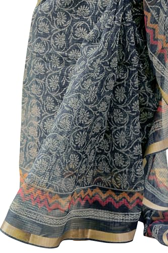 Image of MIRCHI FASHION Kota Doria Cotton Saree with Blouse Piece | Leaf Floral Printed Saree for Women | Traditional Ethnic Daily Wear Summer Saree