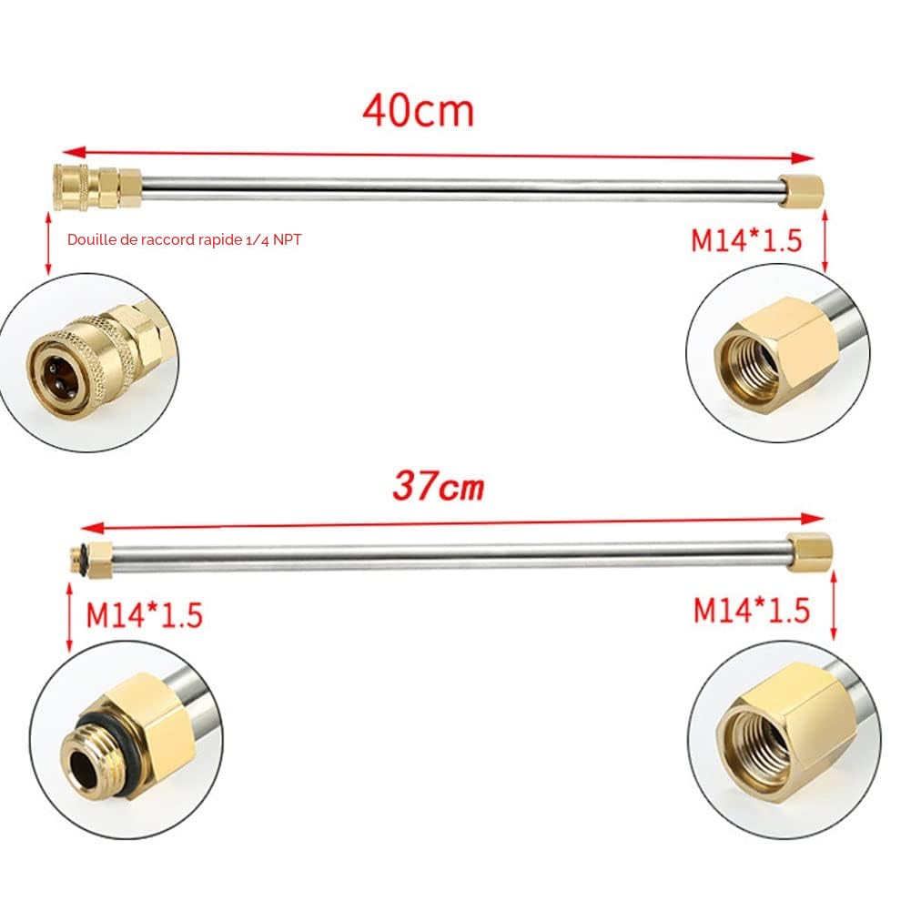 Barres d'extension pour nettoyeur haute pression, 4000PSI Pointes de Lance de Remplacement télescopiques Outils de Nettoyage pour Le Lavage des fenêtres de Toit