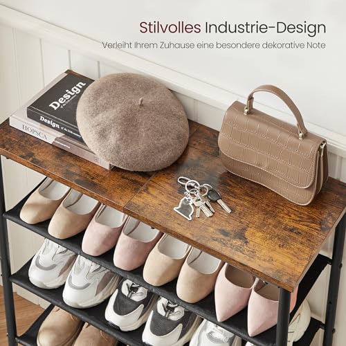 VASAGLE Schuhregal Schmal mit 4 Ebenen, Platzsparend, Metall – Ansicht 4