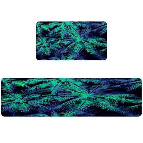 Tapis de cuisine absorbant lot de 2 design tropical pour protéger le sol de la buanderie