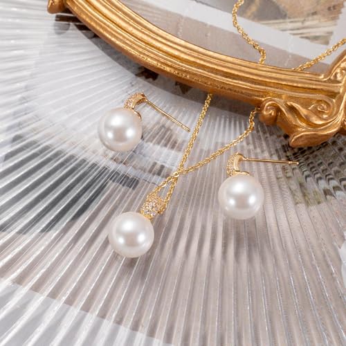 Classic Pearl Jewelry Set for Women – Elegant Pearl Necklace and Earrings Set with Gold Chain Jewelry Perfect as Special Occasion Gift4