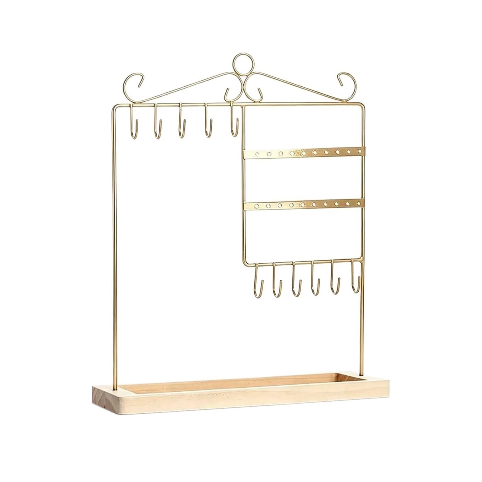 WANGHAI-666 Jewelry Rack Jewelry Holder Detachable Iron Wooden Design for Earrings Necklaces Rings