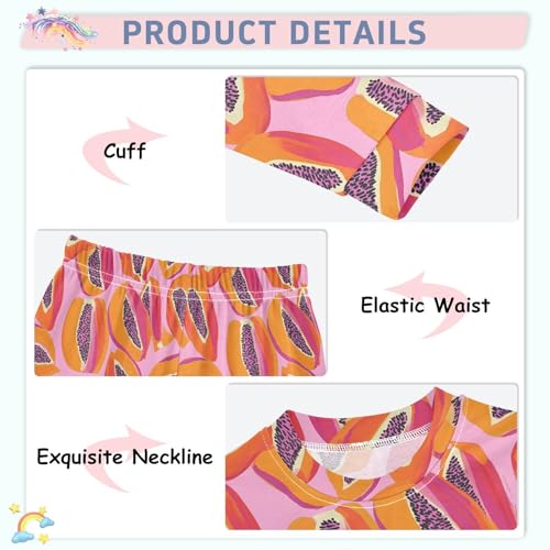 ALAZA Cut Papaya Fruit 2 Piece Pajama Set Long Sleeve Top and Pants Sleepwear Unisex4