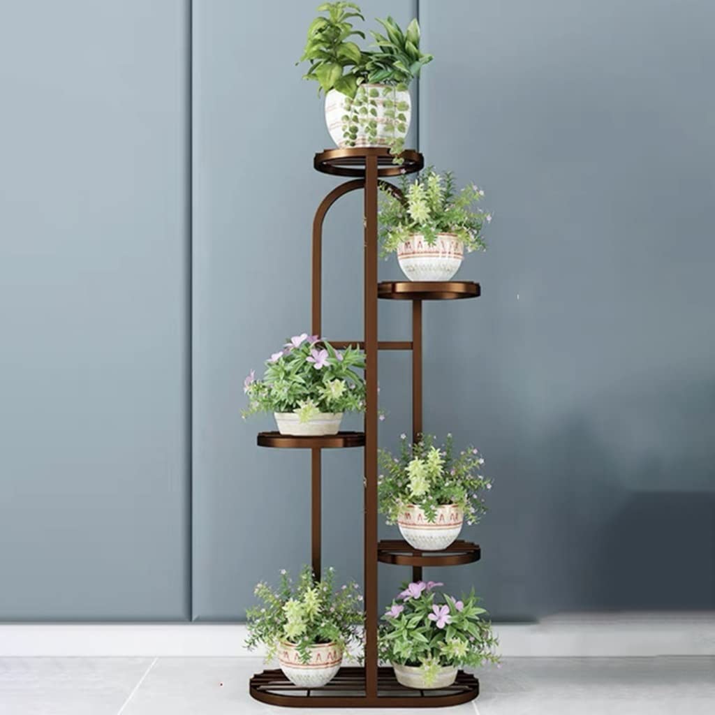 YUANCHUTOP 5-Tier Metal Plant Stand - Indoor/Outdoor Flower Shelf Rack - Tall Pot Holder for Garden, Patio, Balcony & Living Room - Decorative Planter Display Shelf (Bronze Finish)