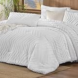 Andency King Size Comforter Set with Sheets White, Boho Tufted Bed in a Bag King 7 Pieces, Complete Bedding Sets with 1 Comforter, 2 Pillow Shams, 2 Pillowcases, 1 Flat Sheet, 1 Fitted Sheet
