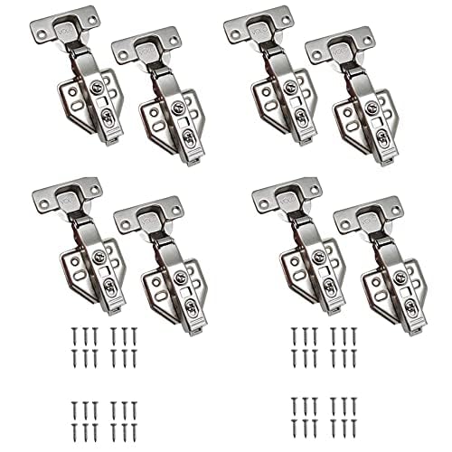 Volo European Style Mild Steel Clip-on Soft Close Concealed Cabinet Hinges, (Color : Nickel) (8 Crank, 4)