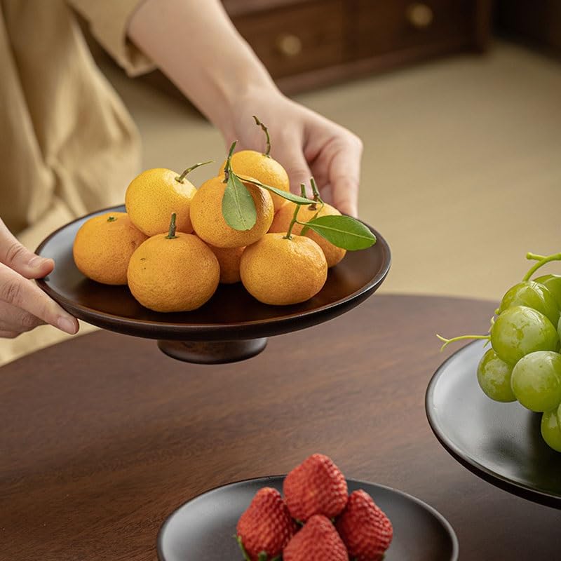 Obstschale, Hochbeiniger Obstteller aus Holz im Wohnzimmer, Platz for Kuchen(Large)