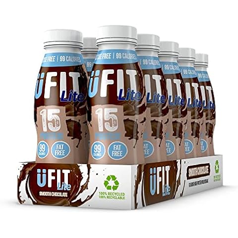 UFIT Lite 15g Protein Shake, Fat Free, No Added Sugar, Lactose Free - Smooth Chocolate Flavour Ready to Drink Cover