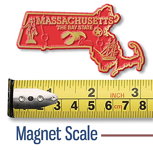 Imán decorativo estado Massachusetts pequeño 3 x 1.7 pulg miniatura 2