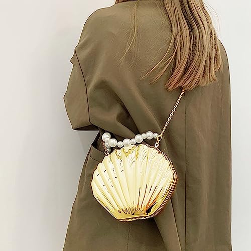 Image of Women Seashell Evening Bag Purse Mermaid Chain Strap Clutch Handbag Shoulder Bag | Seashell
