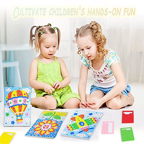LZHZH Mosaic Sticker Art for Kids - 6 Pack DIY Craft Kits with Sunflower, Butterfly, Sailboat, Woodpecker, Hot Air Balloon, Airplane Designs, Easy Peel Stickers for Ages 3 4 5 6 7 8+ - Thumbnail 7