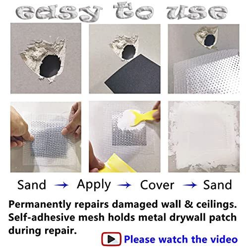 Ansoon 8 Inch Drywall Repair Patch, Wall Patch Repair Kit, Self Adhesive Wall Fiber Mesh Repair, Large Hole Sheet Rock Patch For Drywall, Aluminum Metal Sheetrock Ceiling Dry Patch For Drywall Plaster #TOP1