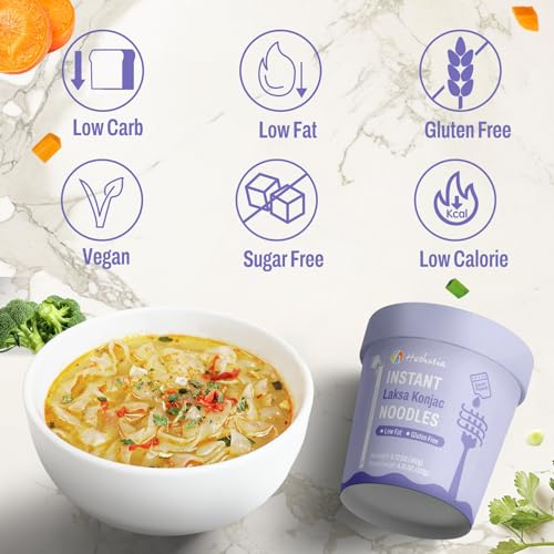 Image of Hethstia Konjac Noodle Soup Cups, Laksa Flavor, Shirataki, 6 Pack | Low Carb, Gluten-Free, Vegan, Keto Friendly, Sugar-Free, Low Calories, Ready in Minutes