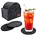 JMITHA Juego de 12 Posavasos de Fieltro con Caja, Posavasos Originales de Cristal para Regalo Protección de Mesa Coasters Absorben Antideslizante para Cristal, Bebidas, Vasos, Tazas (Gris oscuro 01)