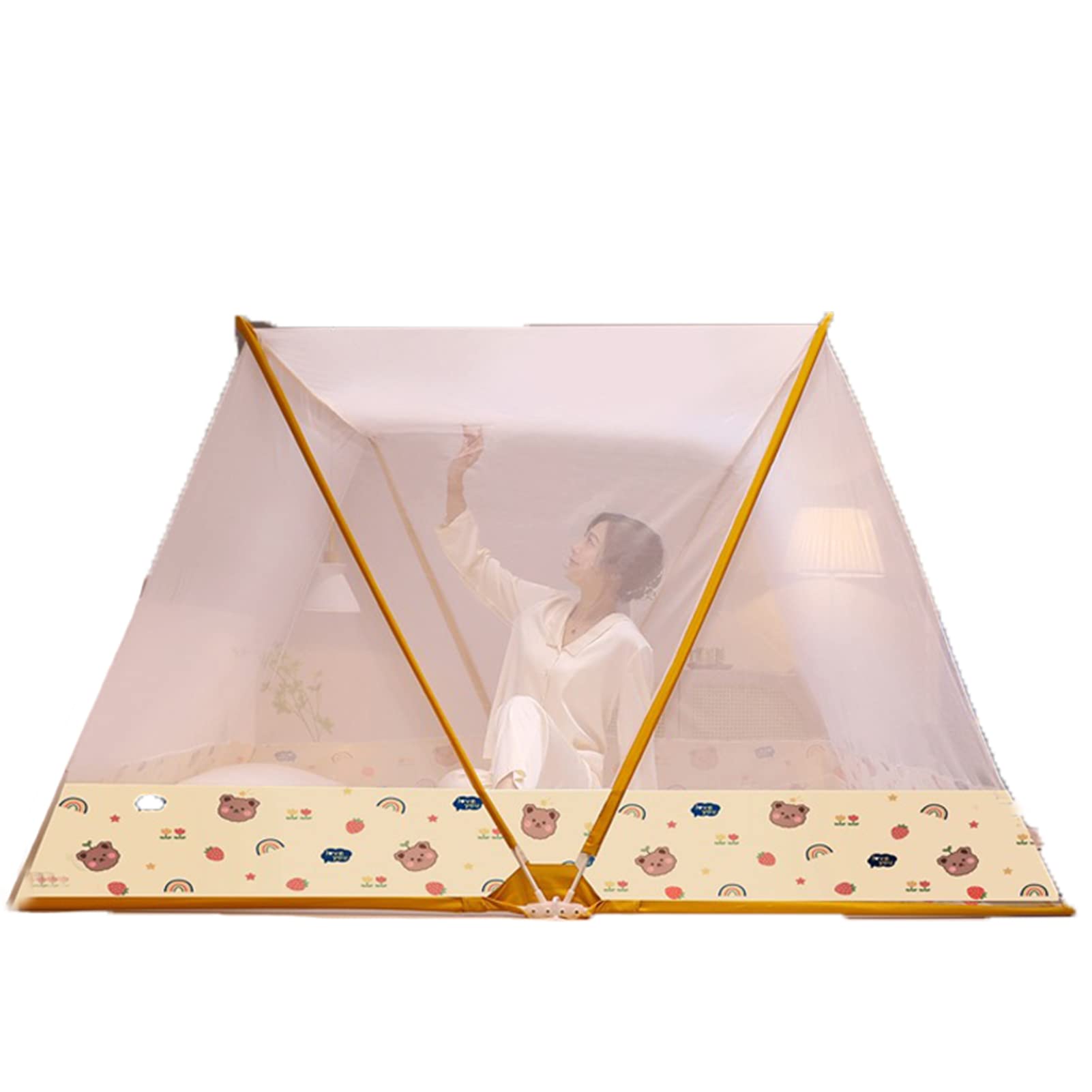 GJMSSMY Folding Mosquito Net,Heightened Folding Mosquito Net Tent Travel Tent Convenient Breathable No Installation Mosquito Net for Bed Portable Foldable,F,135 * 190 * 80CM
