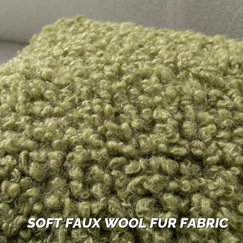 FUTEI Olive Green Decorative Throw Pillow Covers 22x22 Inch Set of 2,Soft Fluffy Faux Wool Fur Boucle Textured Cushion Case,Modern Home Decor for Couch Bed Living Room Office