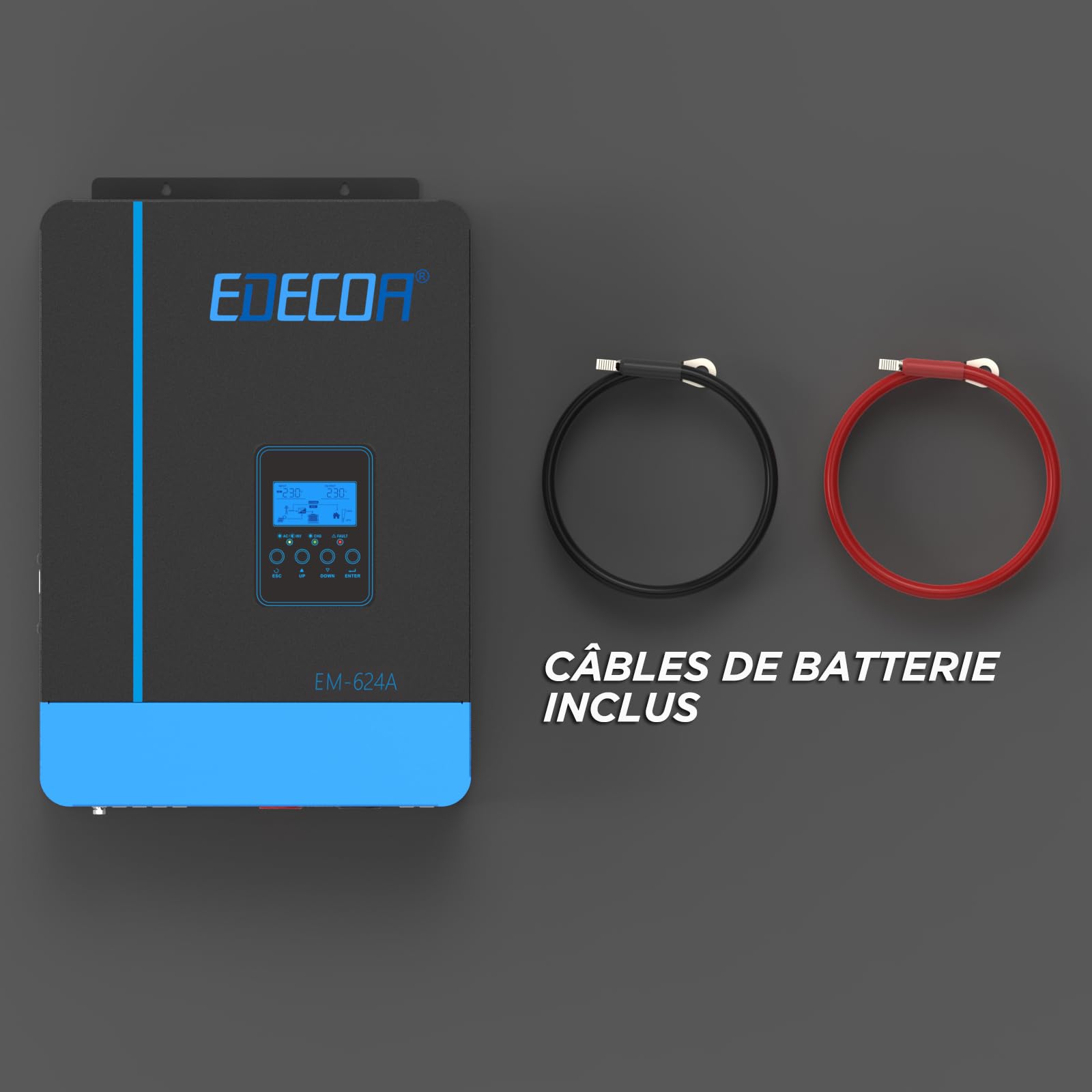 EDECOA 6200w Onduleur Hybride 48v 230v 7000VA Chargeur Solaire MPPT 110A Pur Sinus Off-Grid Chargeur de Batterie, priorité au réseau, régulateur de Charge Solaire (Module WiFi Compatible)