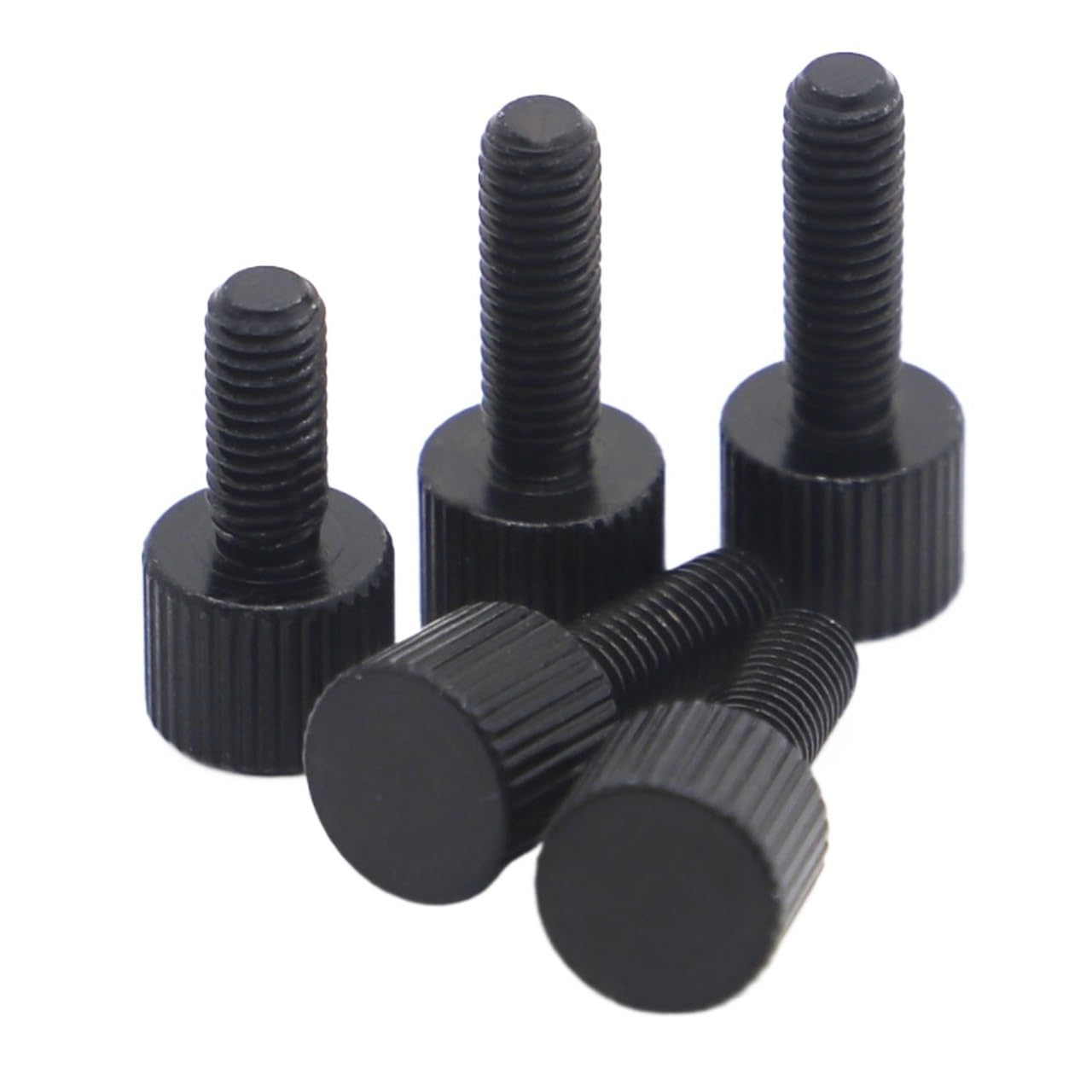 5pcs M2 M2.5 M3 M4 Black Carbon Steel Thumb Screw Plain Type Metric Knurled Head Manual Adjustment Screw Metal Screws(12mm,M2 5pcs)