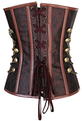Ladies Professional Cosplay Quality Deluxe Boned Steampunk Corset Victorian Halloween Fancy Dress Costume Outfit UK 6-26 Plus Size (UK 8-10, Brown Corset) steampunk buy now online Ladies Professional Cosplay Quality Deluxe Boned Steampunk Corset Victorian Halloween Fancy Dress Costume Outfit UK 6-26 Plus Size (UK 8-10, Brown Corset) steampunk buy now online