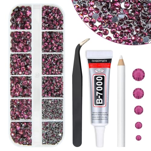 qiipii Strass Cristal Vin Pourpre 2mm-6mm avec Colle B7000 pour Customisation