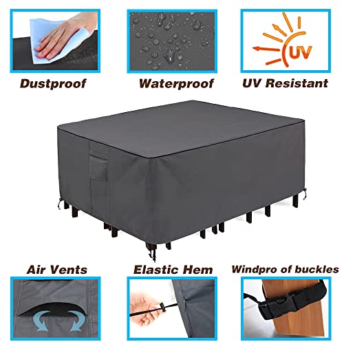 Petgrow Outdoor Cover Patio Furniture Set Covers Waterproof Rectangular Sectional Sofa Set Covers Outdoor Table And Chair Set Covers Water Resistant-74 Inch L X 47 Inch W X 27.5 Inch H #TOP2