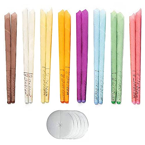 Set di 16 candele per orecchie, candele in cera per orecchie, kit di pulizia dell'orecchio, candele per dissolvenza, con 6 dischi di protezione, candele per rilassare e rimuovere il cerume
