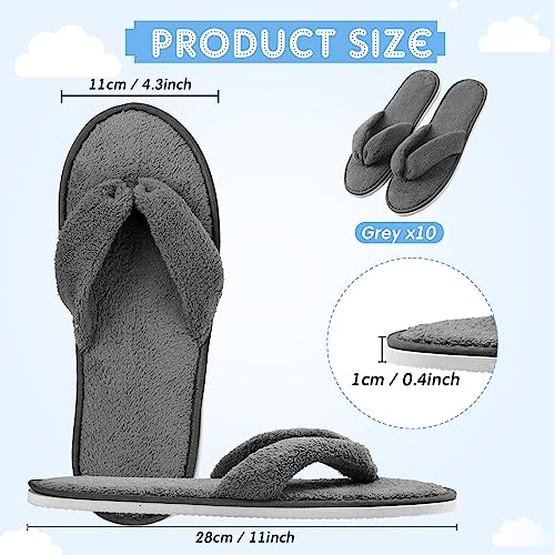 Image of Unittype 10 Pairs Spa Slippers Flip Flops Thong Sandal Slippers Soft Coral Fleece for House Guest Hotel