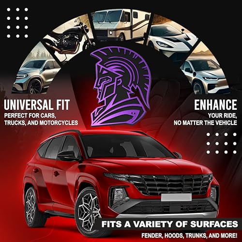 Image of Spartan Emblem 3D Warrior Badge, Custom Car Decal Sticker - Durable Exterior Trunk, Hood, Fender for Car, Truck, SUV (Set of 2) (Purple)