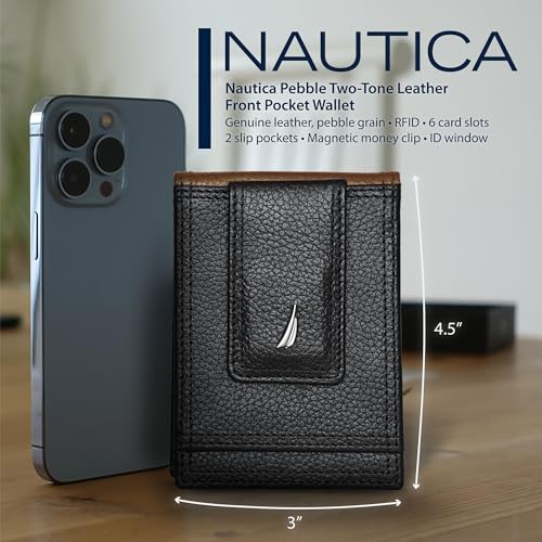 Nautica Men's Slim Wallet | Card Case | RFID Blocking | ID Window | Minimalist | Lightweight | Genuine Leather4
