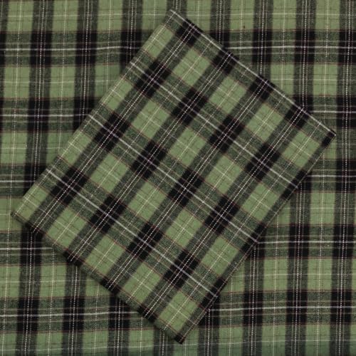 Green and Black Plaid Fabric Soft Brushed for...