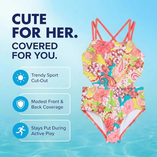 Image of Kanu Surf Girls' Beach Girl Sport Cut-Out One Piece Swimsuit