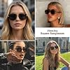 Gafas de sol aviador retro para mujeres y hombres, gafas de sol polarizadas modernas | Gafas rectangulares políticas, protección UV, marcos delgados cuadrados vintage, uso diario, exteriores, conducir, viajar, esenciales de playa 4