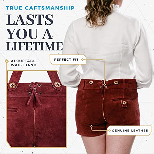 Image of BAVARIA TRACHTEN Authentic Lederhosen Women - Ladies Octoberfest Outfit - Damen Wurstfest Costume - Cherry Red