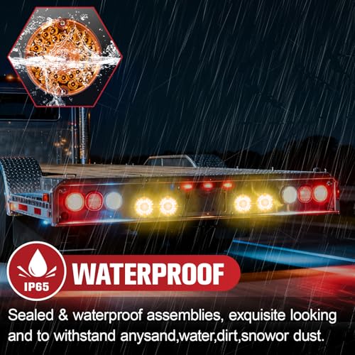 Image of 2PCS 7 inch 36 LED Round Trailer Tail Lights (Amber)