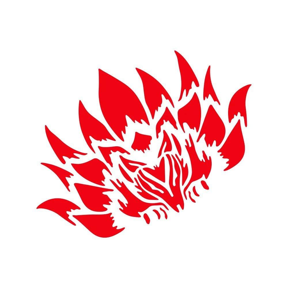 Nine Tailed Demon Fox Car Sticker Auto Front Hood Vinyl Film PVC(Glossy Red)