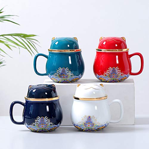 Tasse à thé Tasse à thé portable en céramique avec couvercle et filtre Récipient de trempage(B)