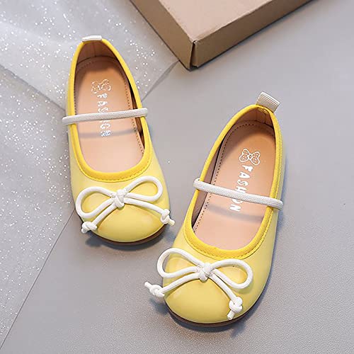 Toddler Girl Mary Jane Dress Shoes Little Girl School Shoes Soft Sole Non Slip Faux Leather Shoes Bowknot Flats (Green, 10.5 Little Child)3