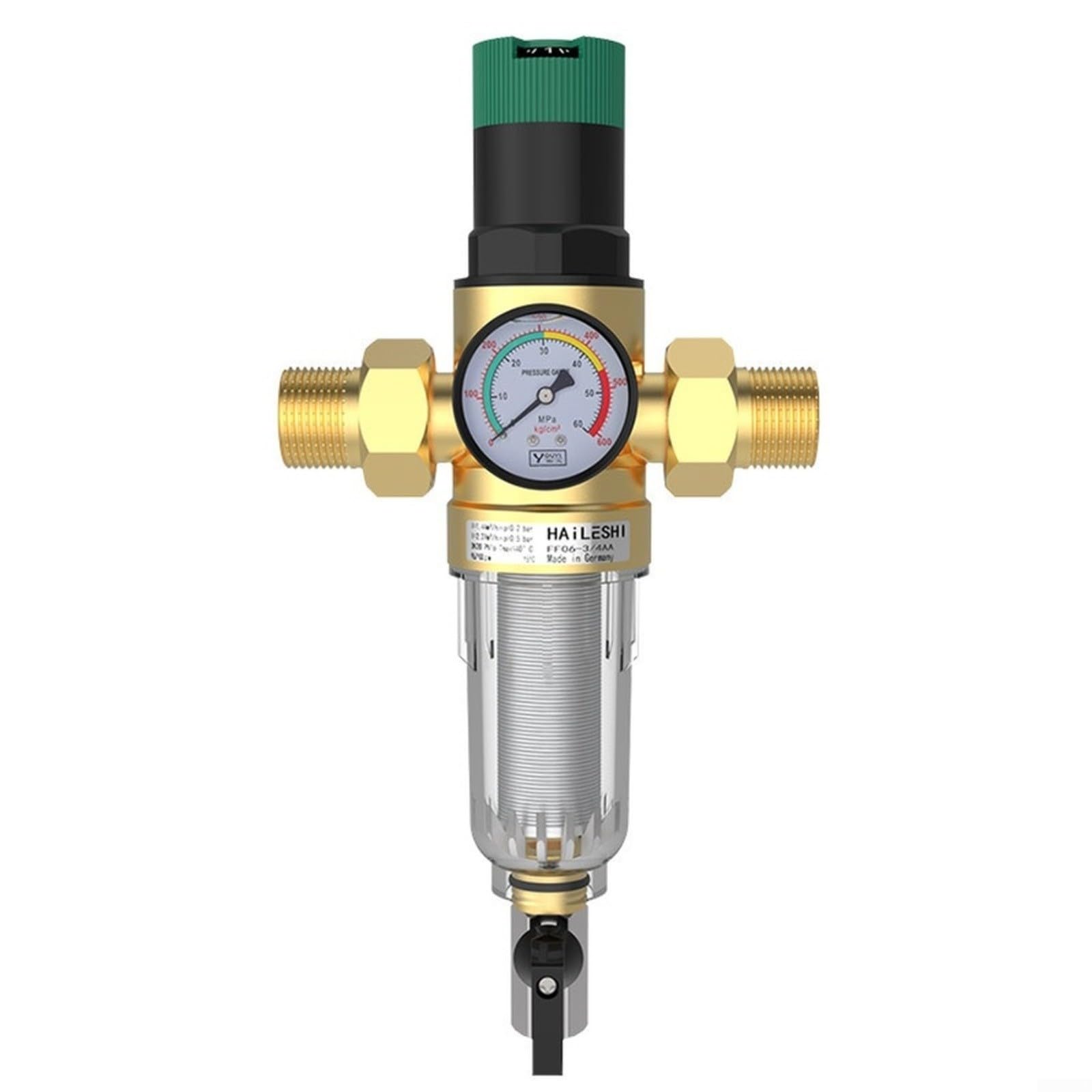 KiraKira Filtro regolatore di pressione dell'acqua in acciaio inox 316, 40 maglie per rimozione sedimenti Spin Down con manometro 1/2 3/4 1 pollice Home Plumbing (1")