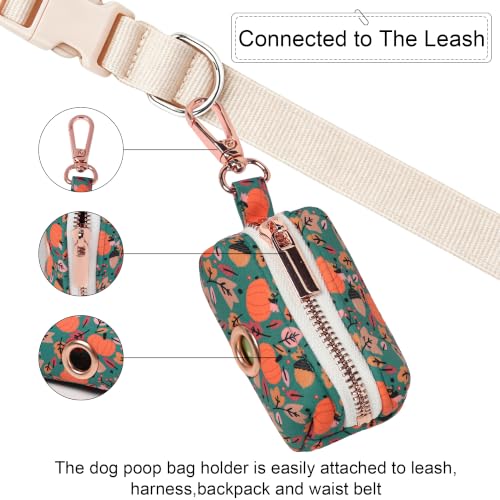 Image of ARING PET Fall Dog Poop Bag Holder, Cotton Puppy Pumpkin Waste Bag Dispenser Attach to Any Leashes, Portable Washable Pet Waste Pouch Holder with Two Rolls of Bags
