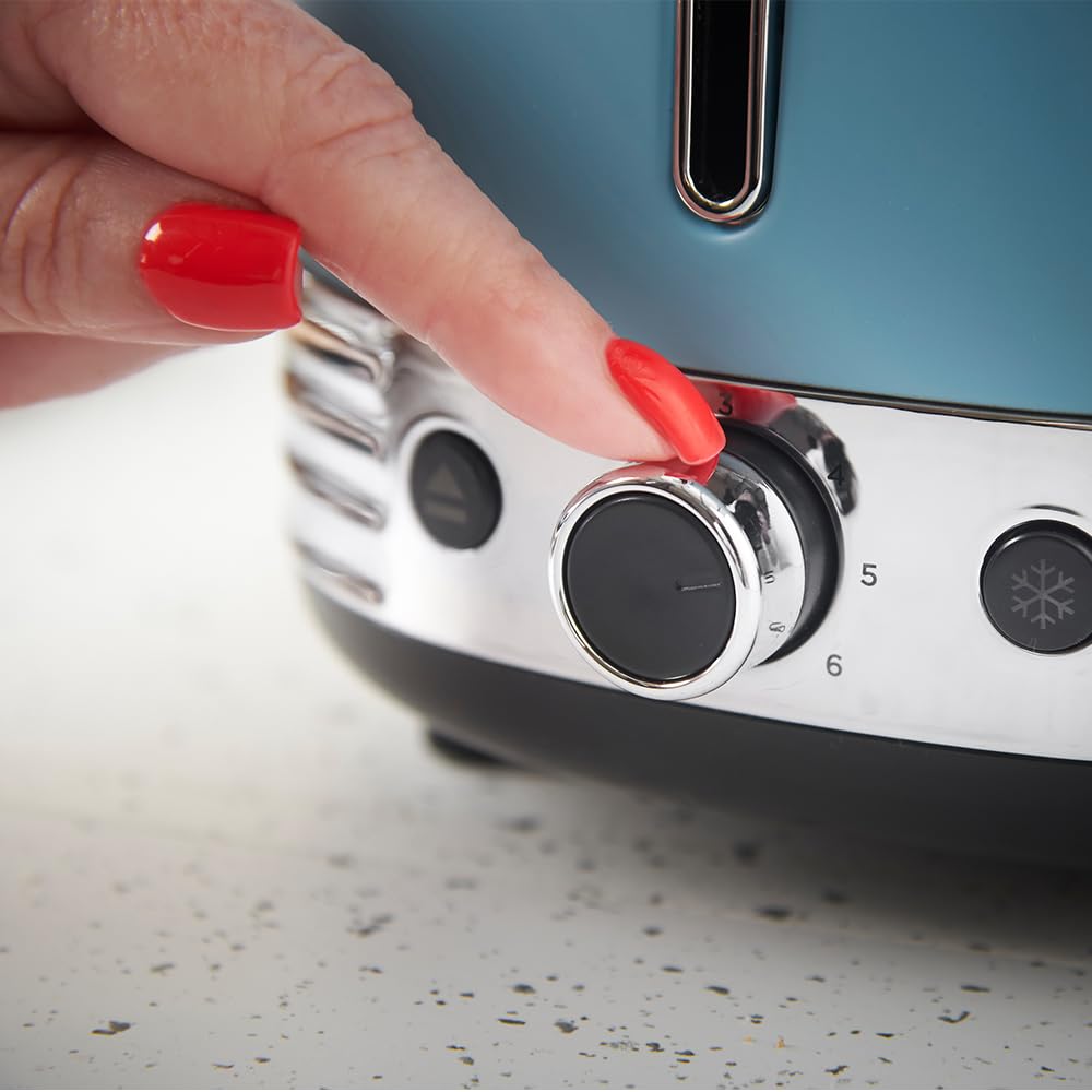 Russell Hobbs Grille Pain 2 Fentes Hanley Bleu, Design Retro, 28651-56