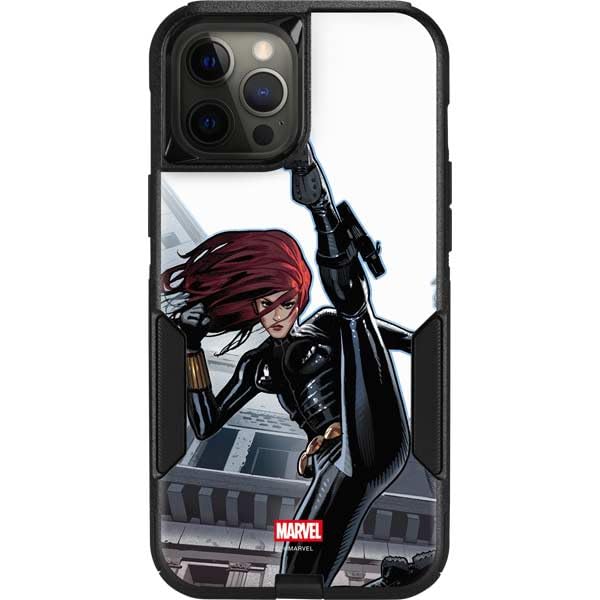 Skinit Decal Phone Skin Compatible with OtterBox Commuter iPhone 12 Pro Max - Officially Licensed Marvel Black Widow High Kick Design
