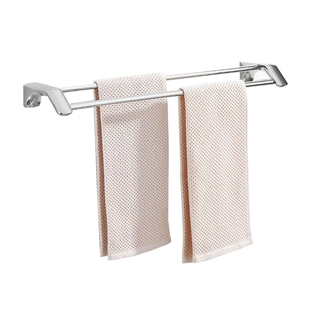 Double support mural de 80 cm en acier inoxydable chromé pour salle de bain